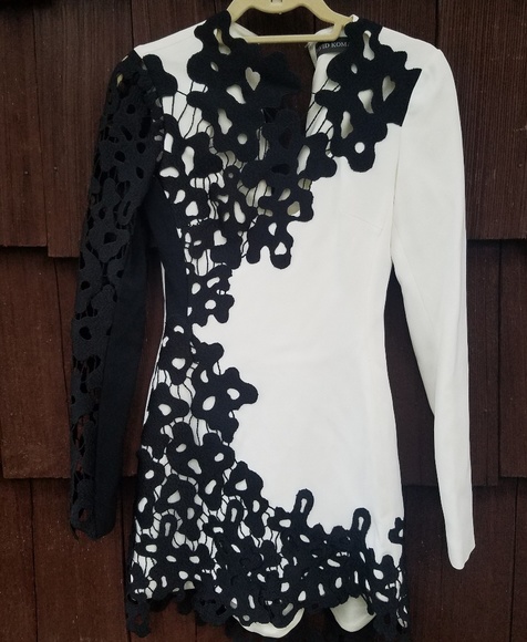 david koma black and white dress